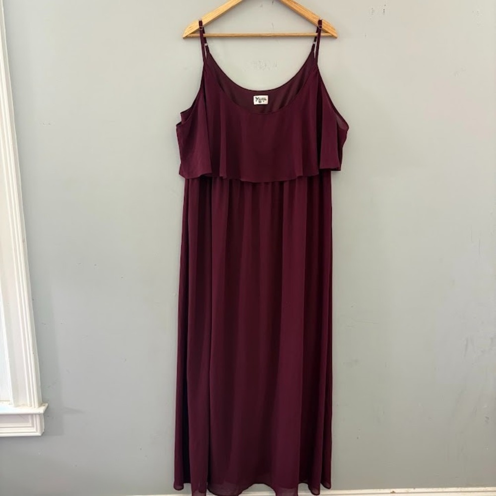 Show Me Your Mumu Renee Ruffle Maxi Dress Dark Wine Formal Party Wedding Size 2X